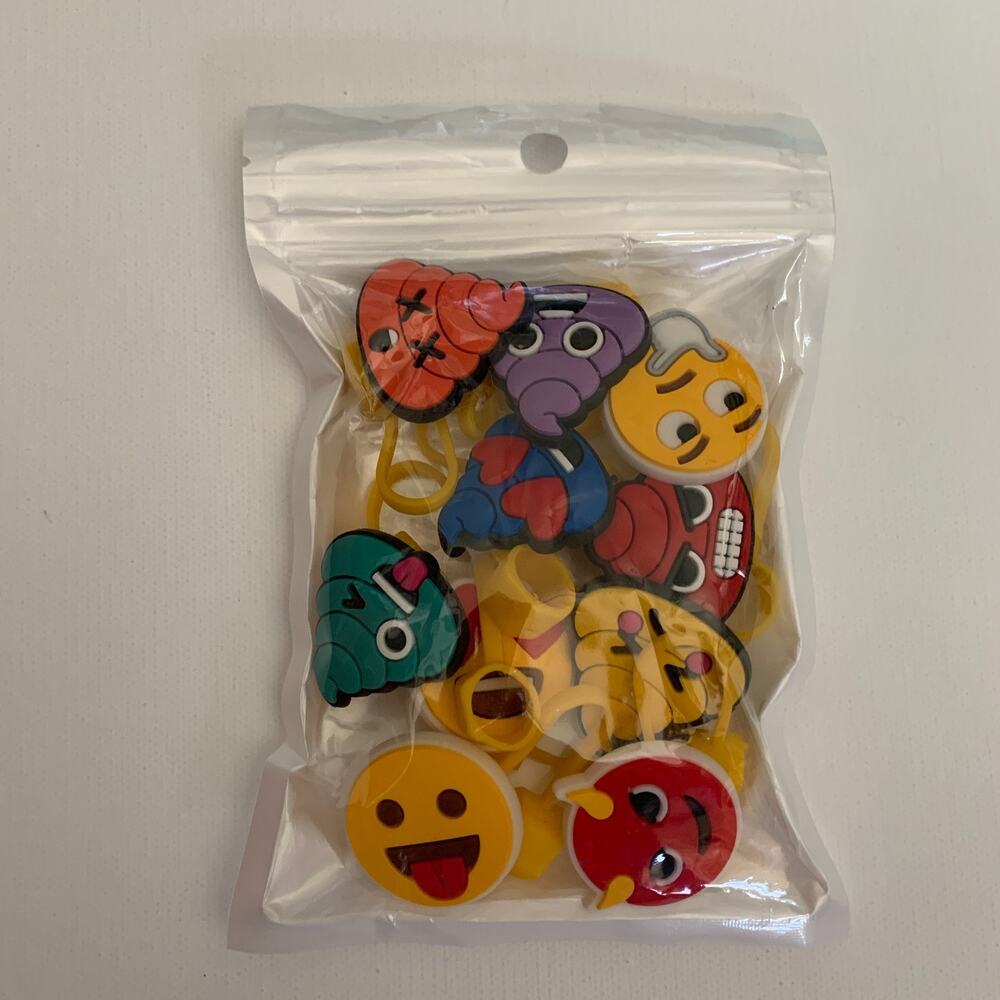Emoji Straw Cover Lot Of 10 Silicone Straw Covers New